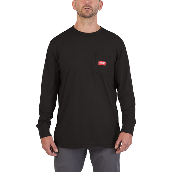 Zdjęcie 1 - WTLSBL-L T-shirt z kieszonką z długim rękawem - czarny Milwaukee 4932493035