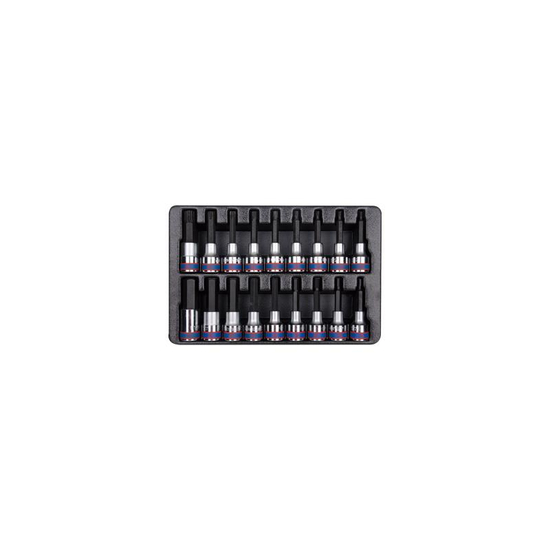 Zdjęcie 1 - ZESTAW DŁUGICH NASADEK 1/2" HEX H4 - H17 + TORX T20 - T60, WKŁAD DO WÓZKA 9-4138PR King Tony