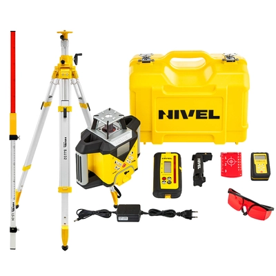 Wielozadaniowy niwelator laserowy dalekiego zasięgu z autowpasowaniem Nivel System NL740R DIGITAL z wiązką czerwoną + statyw SJJ32 + łata laserowa LS-24