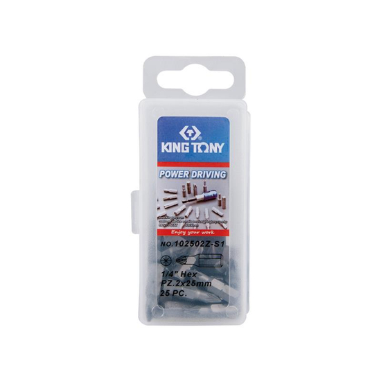 Zdjęcie 1 - ZESTAW BITÓW 1/4" POZIDRIV No.2 x 25mm PZ2, 25 SZT. W PUDEŁKU 102502Z-S1 King Tony
