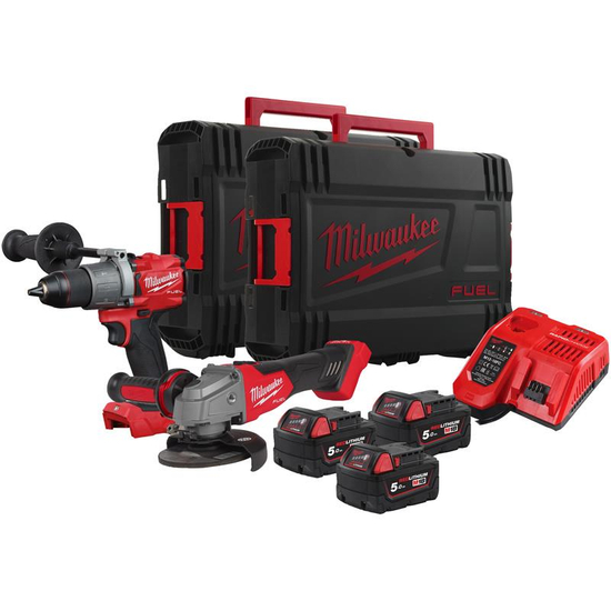 Zdjęcie 1 - Zestaw narzędzi akumulatorowych PowerPack Milwaukee M18 FPP2Y2-503X Wiertarko-wkrętarka M18 FPD2 + Szlifierka M18 FSAG125X 18V 3x5Ah 4933479533
