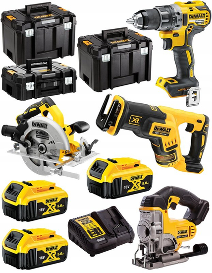 Zdjęcie 1 - Zestaw 4 narzędzi akumulatorowych DeWalt DCK421P3T DCD791 + DCS331 + DCS570 + DCS367 18V XR 3x5Ah