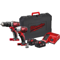 Zestaw narzędzi akumulatorowych PowerPack Milwaukee M18 BPP2C-402C Wiertarko-wkrętarka M18 BPD-0 + Zakrętarka M18 BID-0 18V 2x4Ah 4933443552