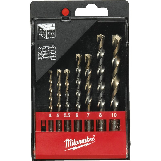 Zdjęcie 1 - Wiertła do betonu /3, 4, 5, 6, 7, 8, 9, 10 mm/ zestaw 8 szt. Milwaukee 4932480158