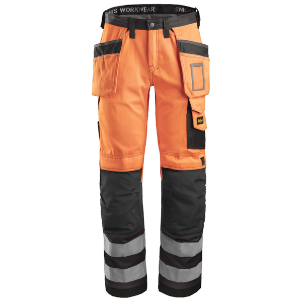 Zdjęcie 1 - Spodnie odblaskowe z workami kieszeniowymi, EN 471/2 (kolor: pomarańczowo-czarne) Snickers Workwear