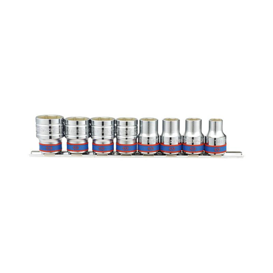 Zdjęcie 1 - ZESTAW NASADEK 1/2" 8cz. KRÓTKIE 6-kąt. 10 - 22mm, SZYNA 4510MR King Tony