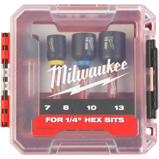 Zdjęcie 1 - Zestaw nasadek sześciokątnych (Ø 7/8/10/13 mm) Milwaukee 4932492445
