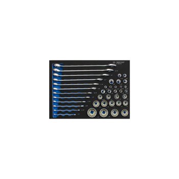 ZESTAW NASADEK 1/4"+3/8"+1/2" + KLUCZE PŁASKO OCZKOWE CALOWE 40cz., WKŁAD Z PIANKI EVA DO WÓZKA 9-9040SRV King Tony