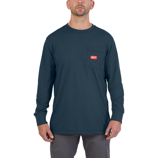 Zdjęcie 1 - WTLSBLU-S T-shirt z kieszonką z długim rękawem - niebieski Milwaukee 4932493043