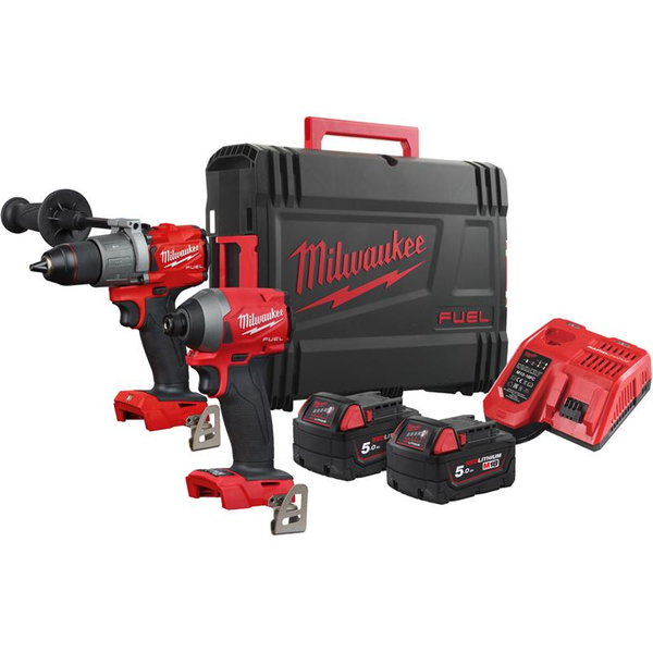 Zdjęcie 1 - Zestaw narzędzi akumulatorowych PowerPack Milwaukee M18 FPP2A2-502X Wiertarko-wkrętarka M18 FPD2 + Zakrętarka M18 FID2 18V 2x5Ah 4933464268