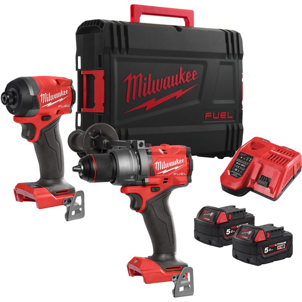 Zdjęcie 1 - Zestaw narzędzi akumulatorowych PowerPack Milwaukee M18 FPP2A3-502X Wiertarko-wkrętarka M18 FPD3 + Zakrętarka M18 FID3 18V 2x5Ah 4933480873