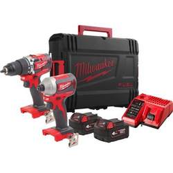 Zestaw narzędzi akumulatorowych PowerPack Milwaukee M18 CBLPP2A-402C Wiertarko-wkrętarka M18 CBLPD-0 + Zakrętarka M18 CBLID-0 18V 2x4Ah 4933464536