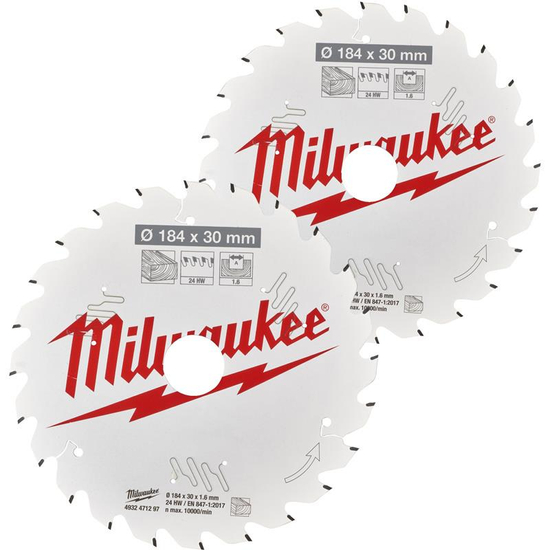 Zdjęcie 1 - Zestaw tarcz 190 x 30 mm Twin pack 24 i 48 zęby 2 szt. 4932479574 Milwaukee