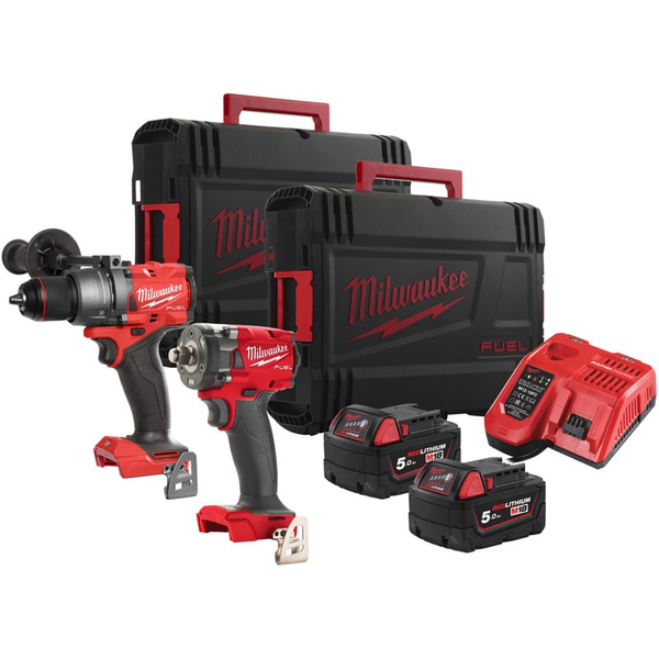 Zdjęcie 1 - Zestaw narzędzi akumulatorowych PowerPack Milwaukee M18 FPP2B3-502X Wiertarko-wkrętarka M18 FPD3 + Klucz udarowy M18 FIW2F12 18V 2x5Ah 4933492521