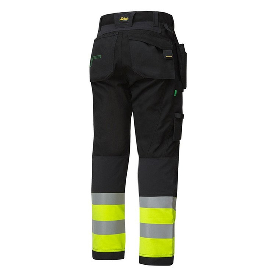 Zdjęcie 2 - 6931 Spodnie Odblaskowe FlexiWork+ z workami kieszeniowymi (kolor czarno-żółty), EN 20471/1 Snickers Workwear