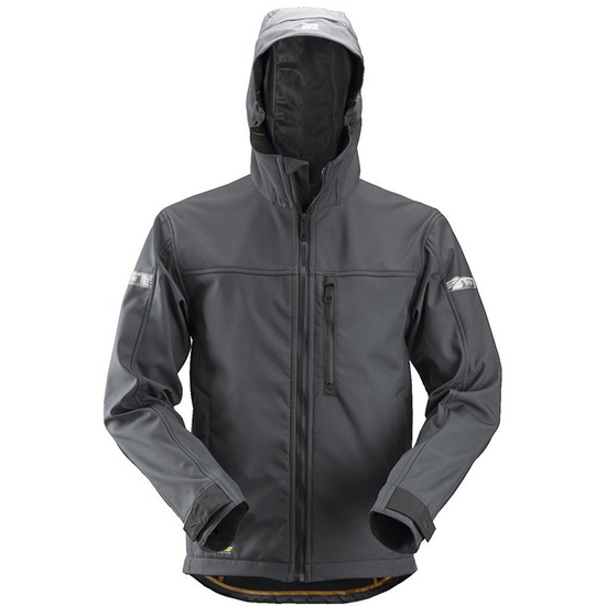 Zdjęcie 1 - 1229 Kurtka Soft Shell AllroundWork z kapturem kolor szaro-czarny Snickers Workwear