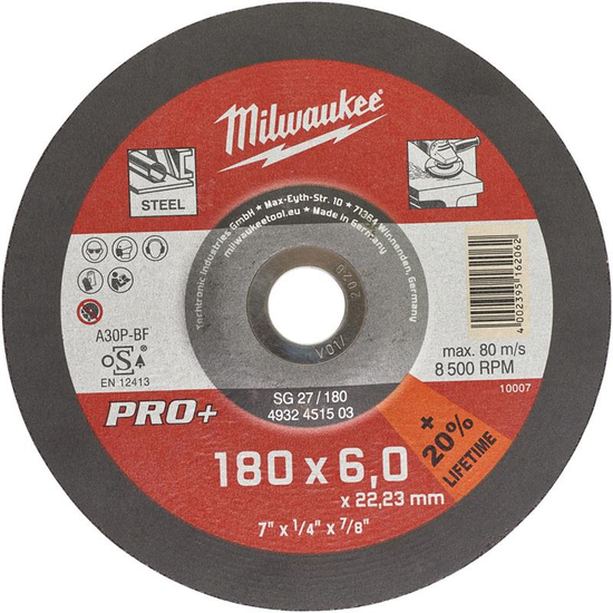 Zdjęcie 1 - Tarcza do szlifowania metalu 180X6 PRO+ - 1szt 4932451503 Milwaukee