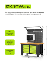 Nawigacja zdjęcie 2 - Stół warsztatowy 130cm z dwoma modułami DK.STW.130 [MOŻLIWOSĆ KONFIGURACJI]