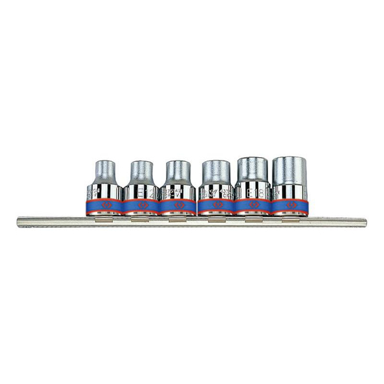 Zdjęcie 1 - ZESTAW NASADEK GWIAZDKOWYCH 1/2" 6cz. KRÓTKIE E10 - E20, SZYNA 4106PR King Tony