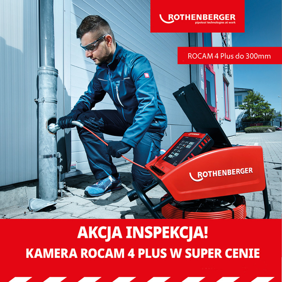 Zdjęcie 1 - Rothenberger 1000001938 ROCAM 4 plus Kamera inspekcyjna - kabel 30 m, głowica kamery 40 mm do rur do 300 mm