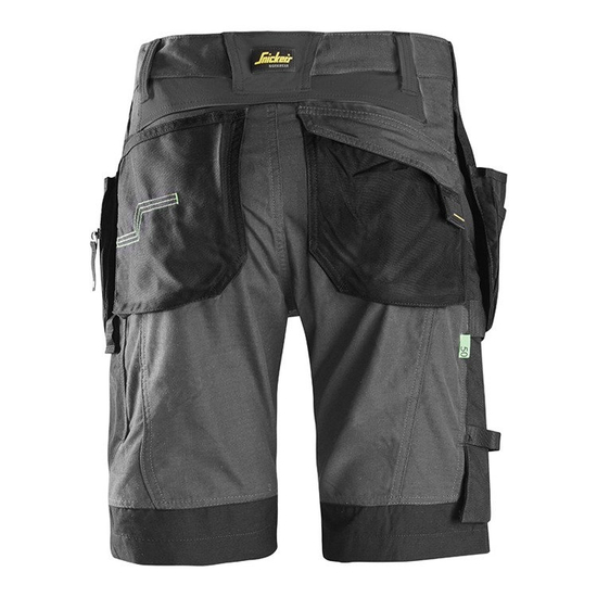 Zdjęcie 2 - 6904 Spodnie Krótkie FlexiWork+ z workami kieszeniowymi (kolor stalowo-czarny) Snickers Workwear