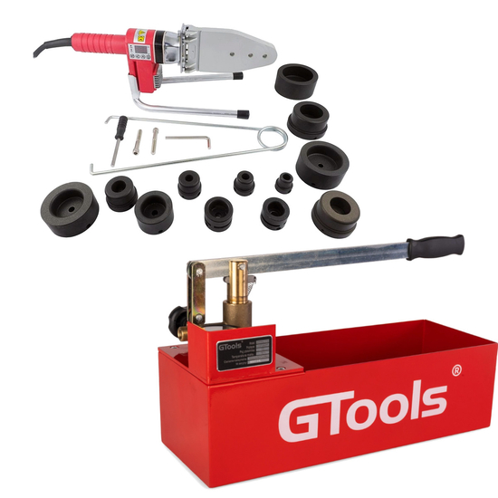 Zdjęcie 1 - G-PUMP Ręczna pompa testująca kontrolna do prób ciśnieniowych 60 bar + Zgrzewarka do rur 20-63