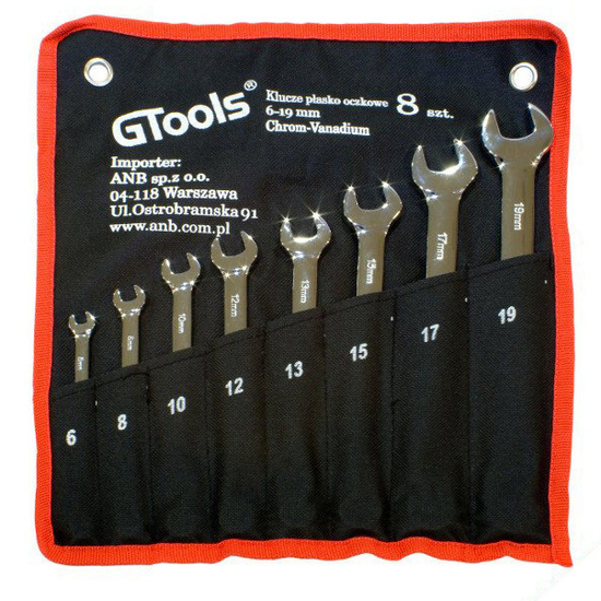 Zdjęcie 1 - Zestaw 8 kluczy oczkowo-płaskich Gtools GT-0619