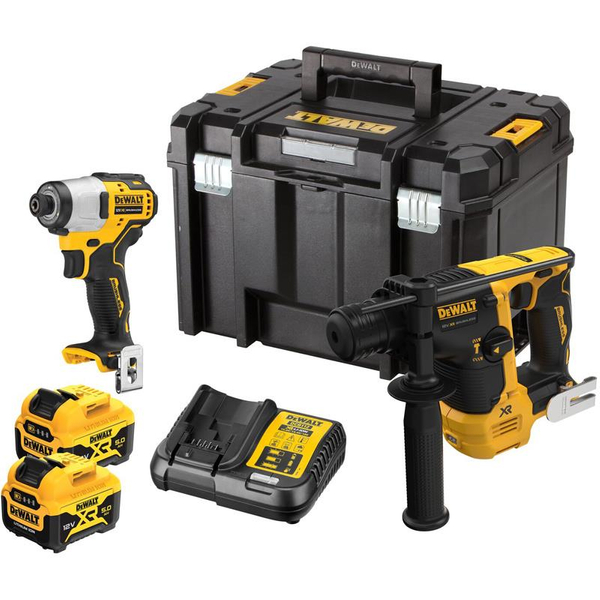 Zdjęcie 1 - Zestaw narzędzi akumulatorowych DeWalt DCK2104P2T Młotowiertarka DCH072 + Zakrętarka DCF801 12V XR 2x5Ah