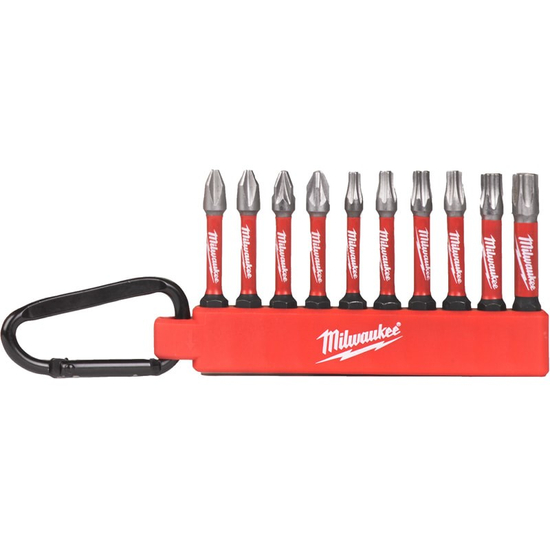 Zdjęcie 1 - Zestaw bitów udarowych SHOCKWAVE™ Impact Duty 10 szt. + karabińczyk (Zestaw 2) Milwaukee 4932492939