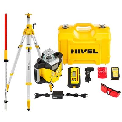 Wielozadaniowy niwelator laserowy dalekiego zasięgu z autowpasowaniem Nivel System NL720R DIGITAL z wiązką czerwoną + statyw SJJ32 + łata laserowa LS-24