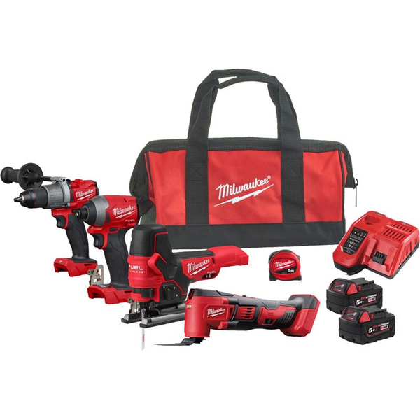 Zdjęcie 1 - Zestaw 4 narzędzi akumulatorowych PowerPack Milwaukee M18 FPP4F2-502B M18 FPD2 + M18 FID2 + M18 FBJS + M18 BMT-0 18V 2x5Ah 4933471208