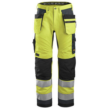 6230 Spodnie Odblaskowe AllroundWork+ z workami kieszeniowymi (kolor żółty), EN 20471/2 Snickers Workwear