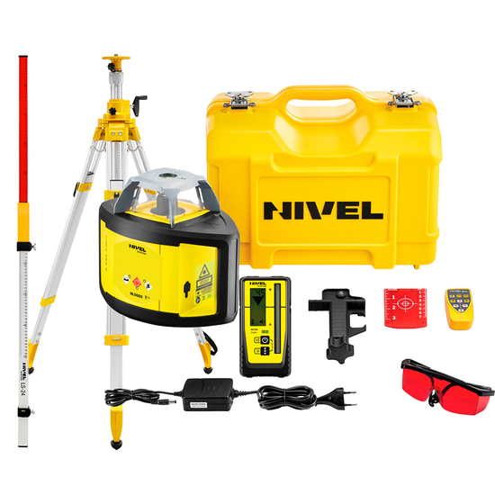 Zdjęcie 1 - Rotacyjny niwelator laserowy Nivel System NL500R DIGITAL z wiązką czerwoną + statyw SJJ32 + łata laserowa LS-24