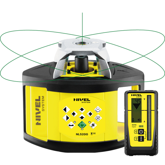 Zdjęcie 2 - Rotacyjny niwelator laserowy Nivel System NL520G DIGITAL z wiązką zieloną + statyw SJJ1 + łata laserowa LS-24