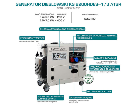 Zdjęcie 6 - Agregat generator dieslowski EURO V Könner & Söhnen KS9200HDES-1/3 ATSR
