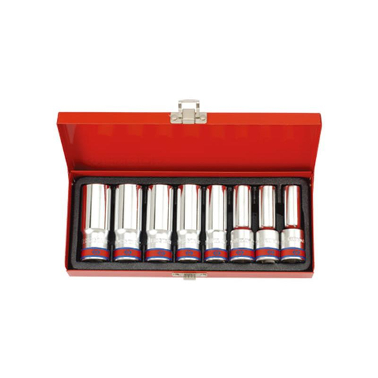 Zdjęcie 1 - ZESTAW NASADEK CALOWYCH 1/2" 8cz. DŁUGIE 12-kąt. 1/2" - 15/16" KASETA 4208SR King Tony