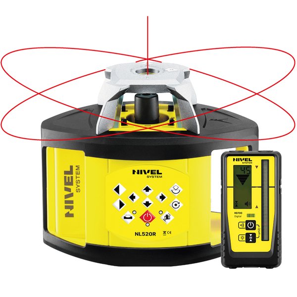 Zdjęcie 2 - Rotacyjny niwelator laserowy Nivel System NL520R DIGITAL z wiązką czerwoną + statyw SJJ1 + łata laserowa LS-24