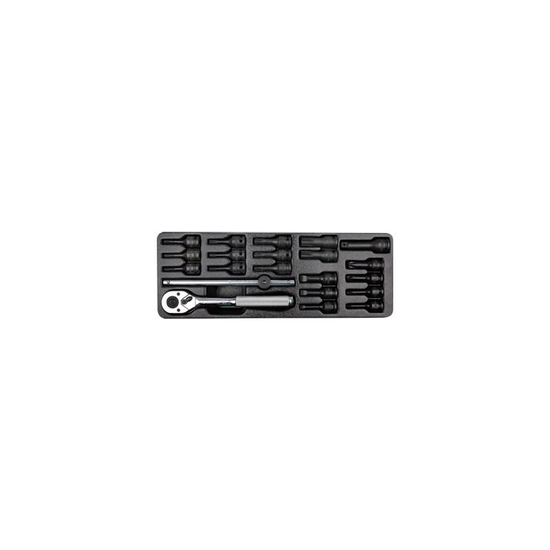 Zdjęcie 1 - ZESTAW NASADEK UDAROWYCH 3/8" 21cz. KRÓTKIE PH1-PH4, PŁASKIE 5.5-10, TORX T10-T60 Z AKCESORIAMI, WKŁAD DO WÓZKA 9-3421PP King Tony